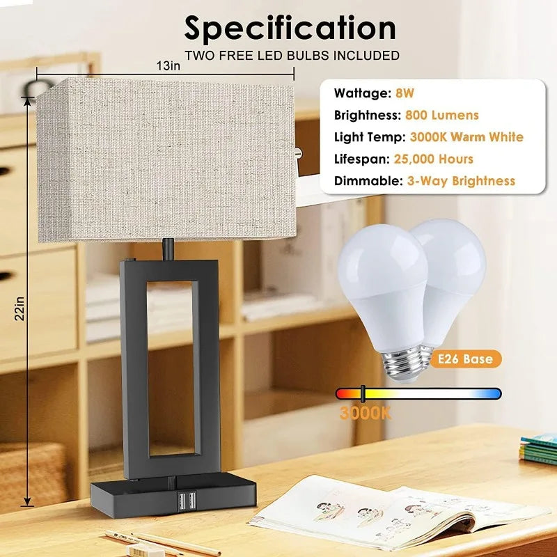 Set of 2 Touch Control Table Lamp