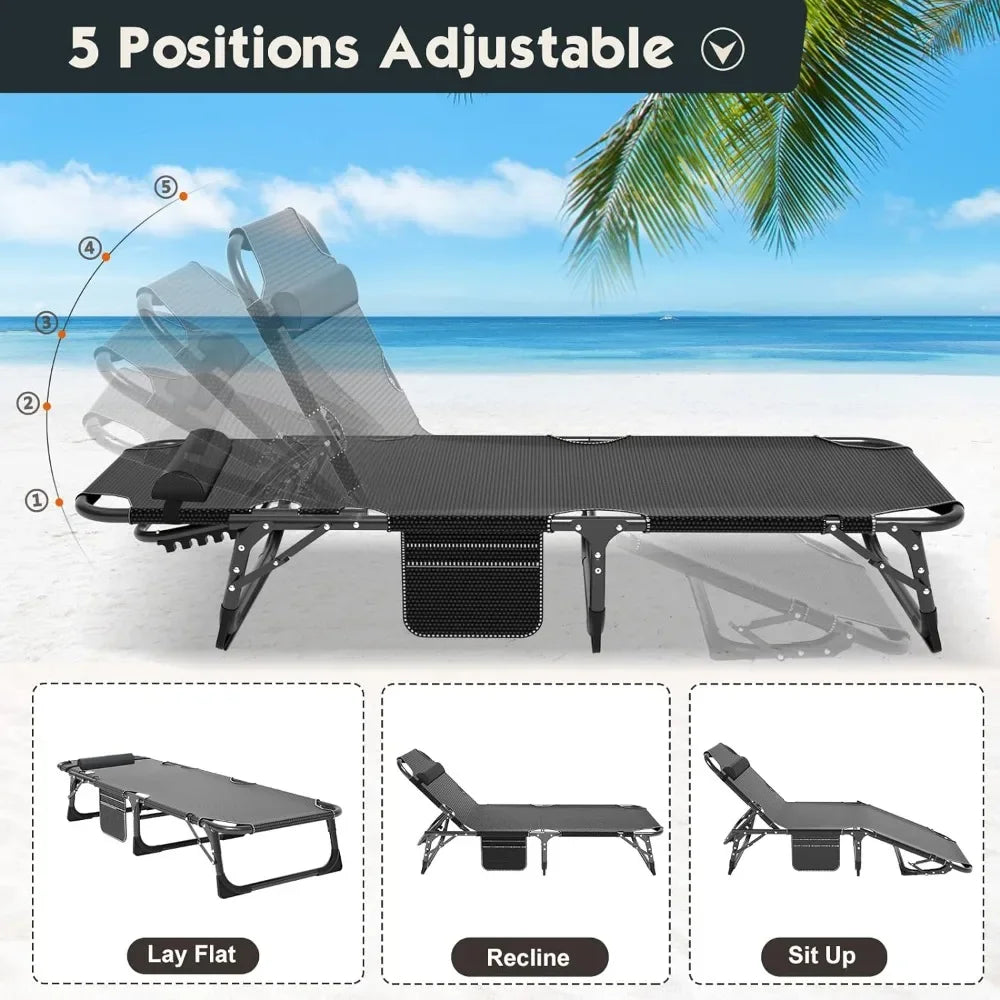 Adjustable Portable Folding Camping Cot With Mattress