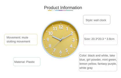 Modern Simple Wall Clock Candy Color