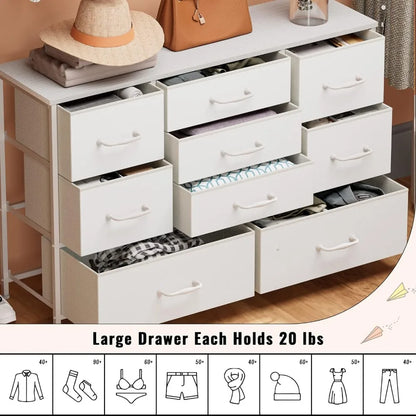 Wide Dresser With 9 Large Drawers