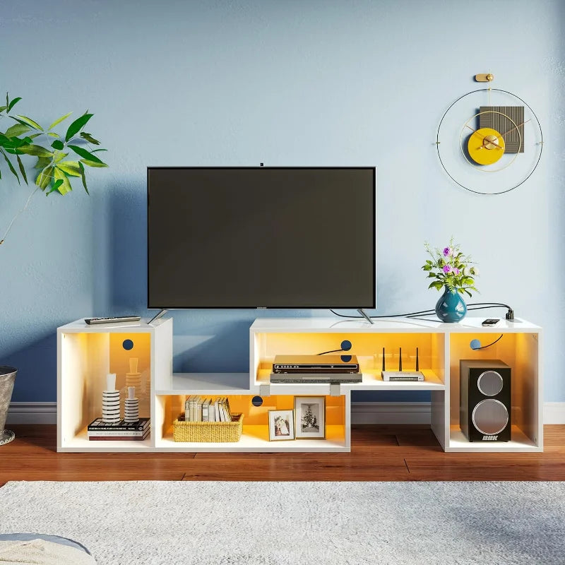 TV Stand With LED Strip & Power Outlets