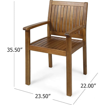 2-Piece Outdoor Acacia Wood Dining Chairs