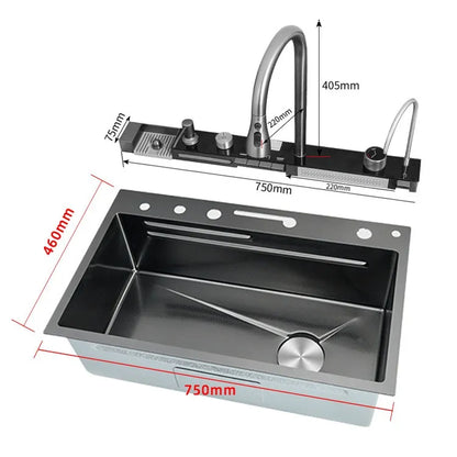 Stainless Steel Waterfall Kitchen Sink