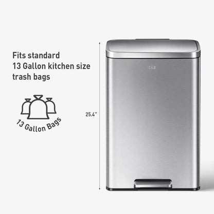 Stainless Steel Fingerprint Resistant Kitchen Trash Can