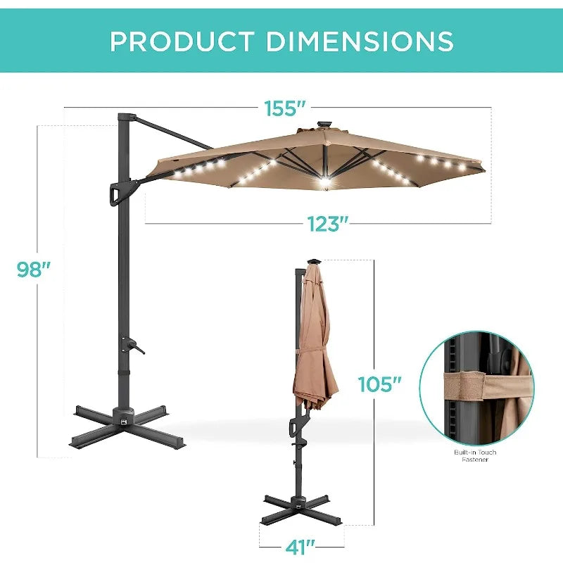 Solar LED Cantilever Patio Umbrella