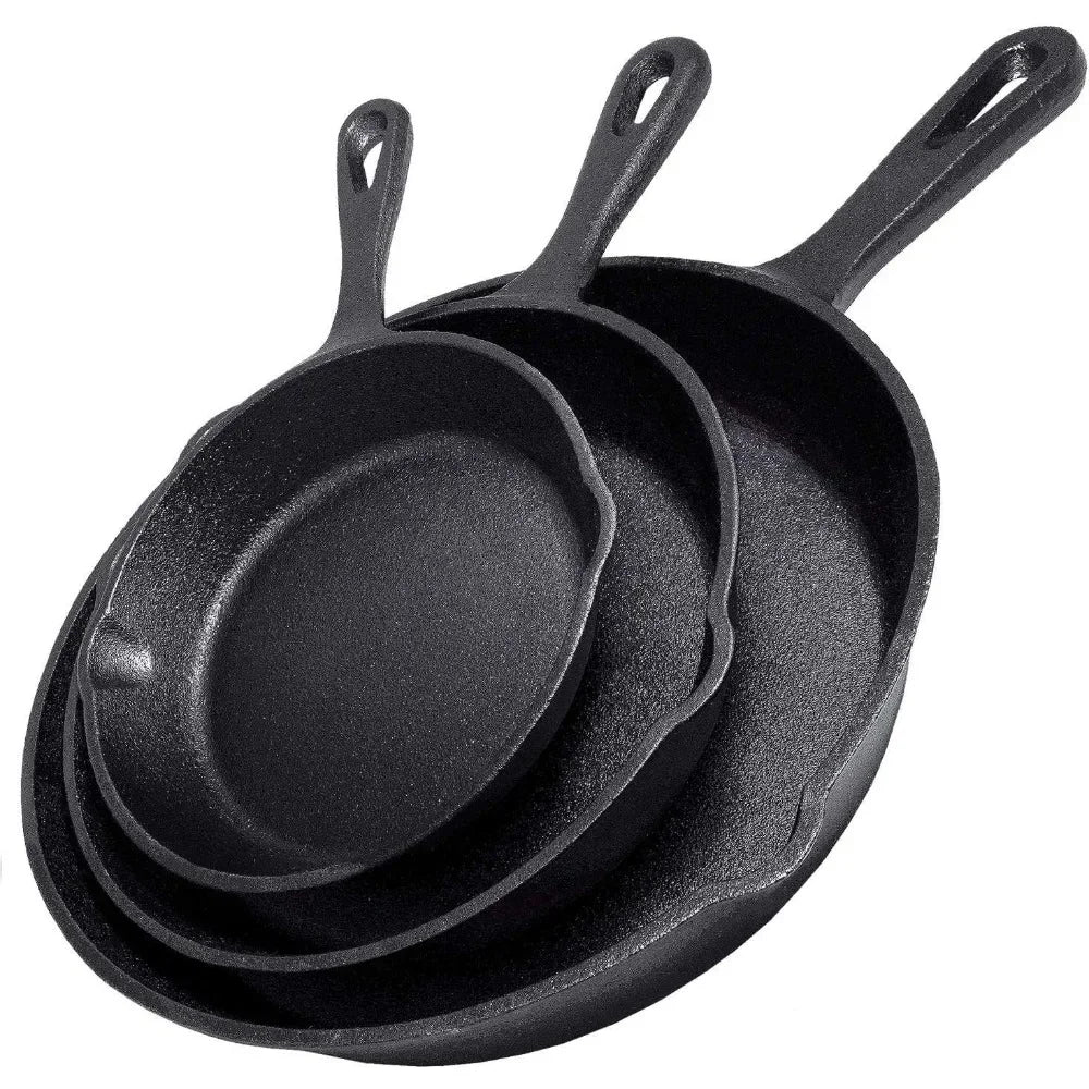 3-Piece Set Cast Iron Skillet