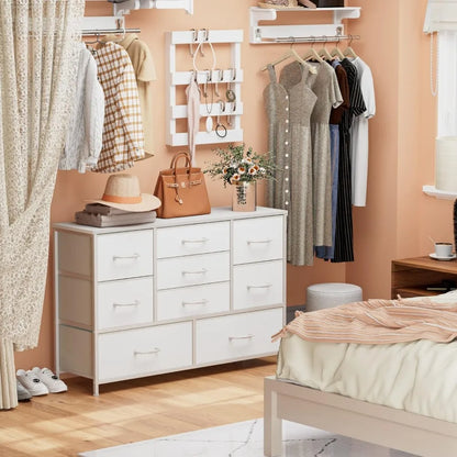 Wide Dresser With 9 Large Drawers