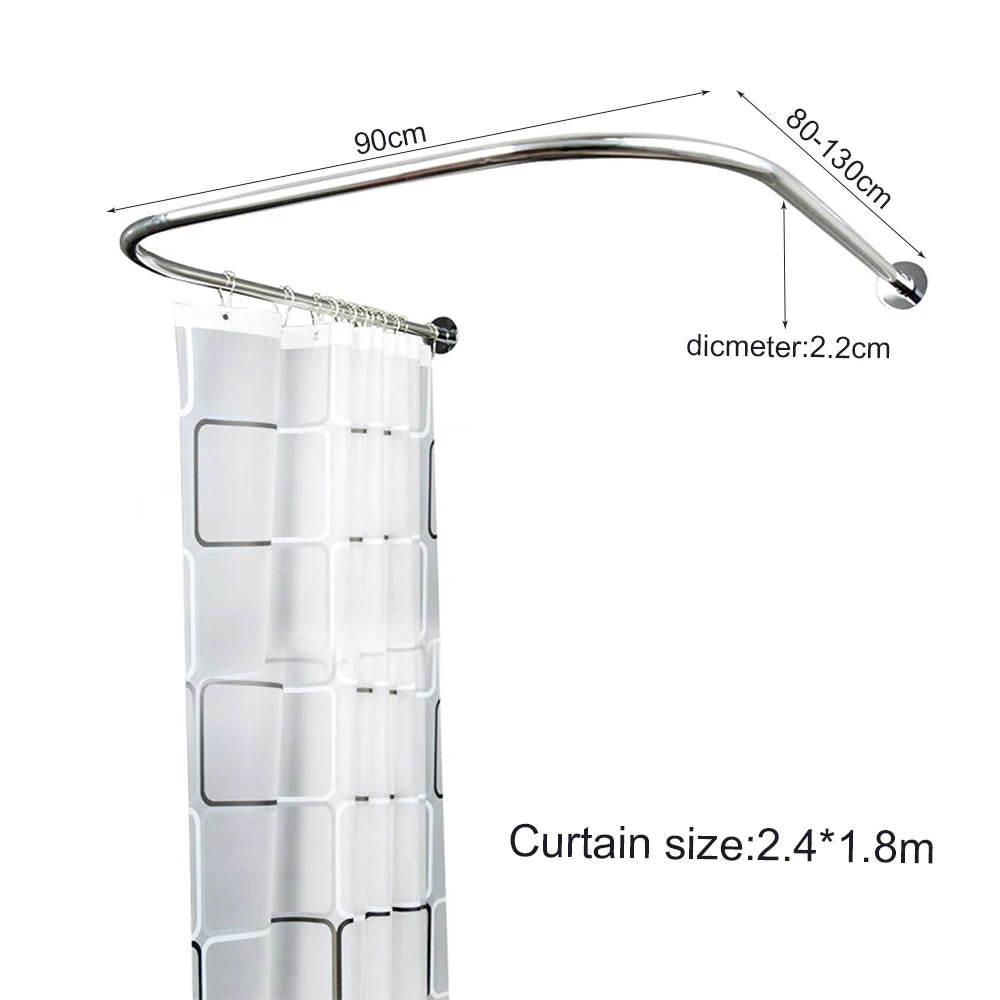 Shower Curtain Bar U Shape Adjustable Curved