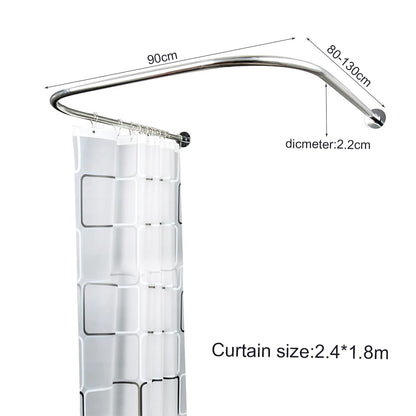 Shower Curtain Bar U Shape Adjustable Curved