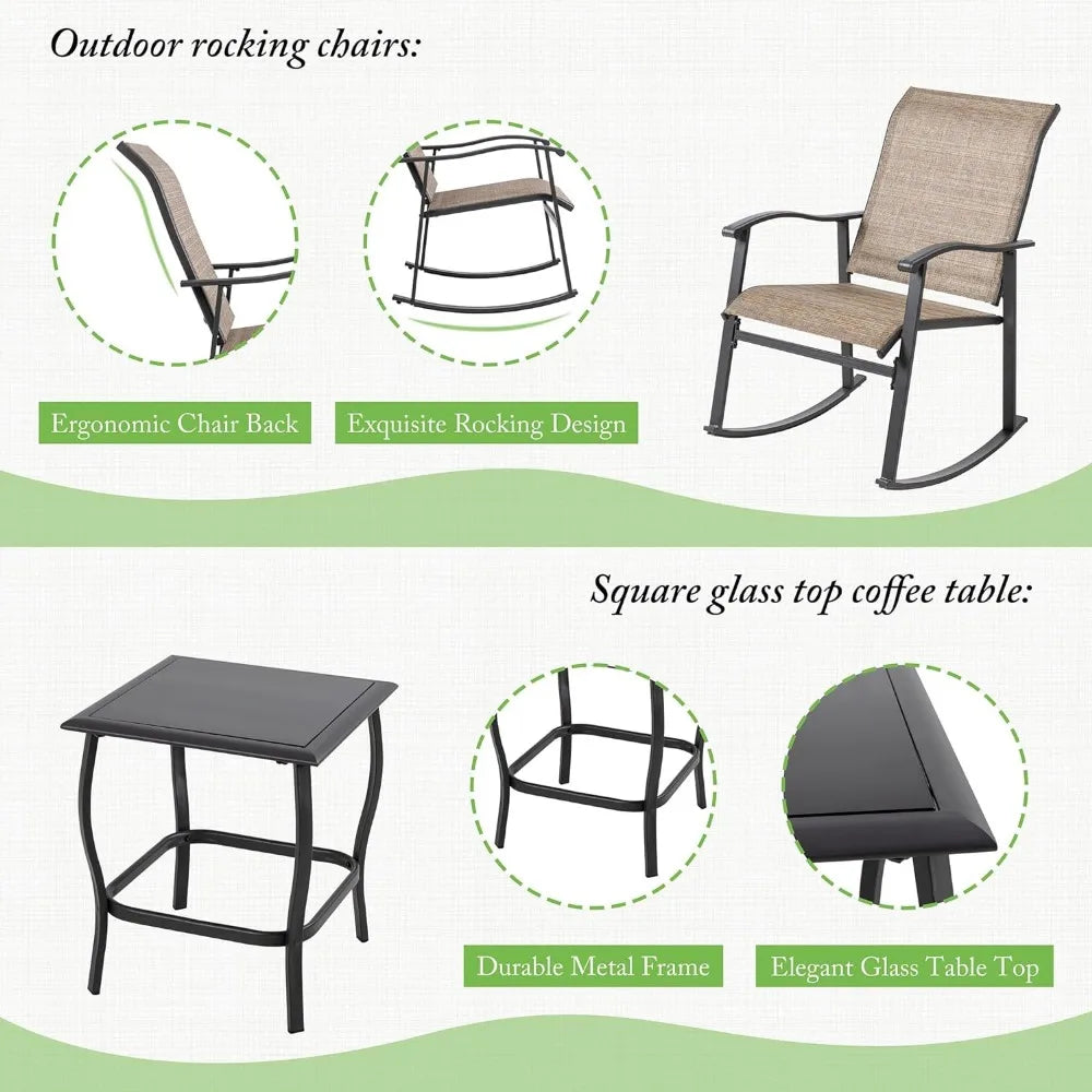 Outdoor Camping Rocker Chairs and Coffee Table