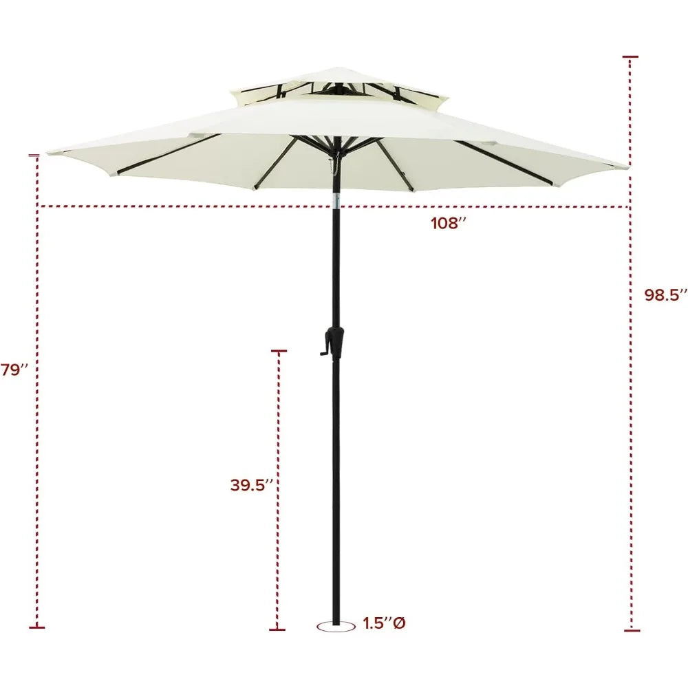 Double Top Outdoor Market Patio Table Umbrella