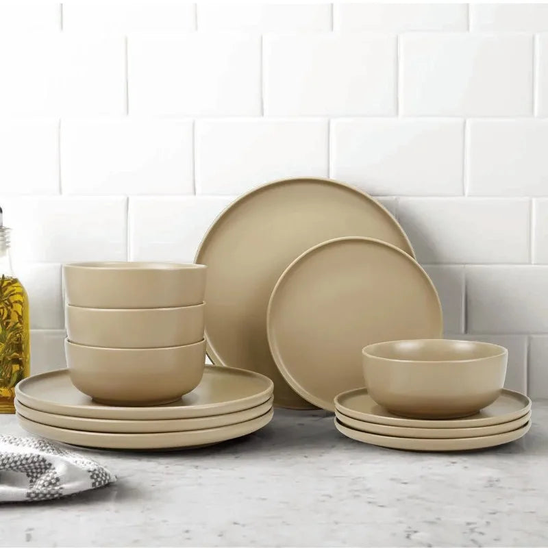 12-Piece Stoneware Dinnerware Set Dishes