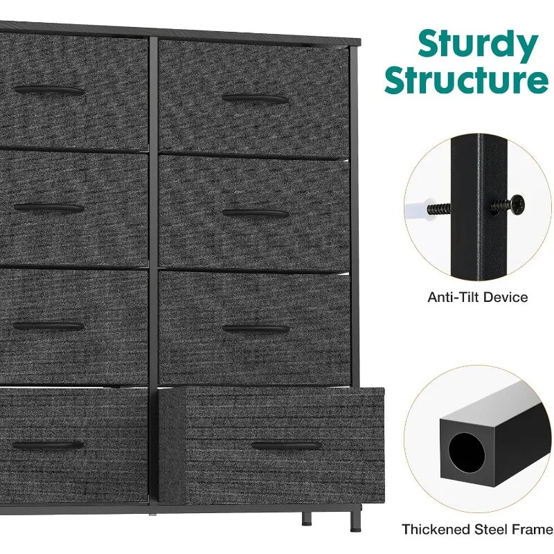 Organizer Storage With Drawers And Fabric Bins