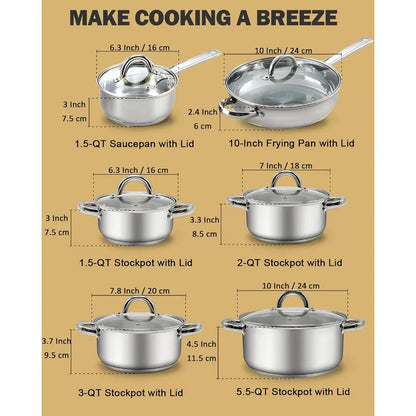 12-Piece Basic Stainless Steel Pots and Pansr