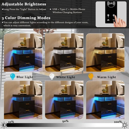 Nightstand, Wireless Charging Station and USB Port