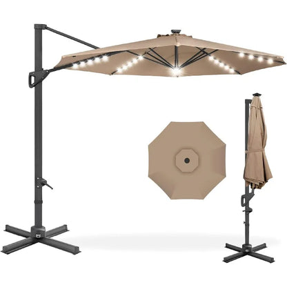 Solar LED Cantilever Patio Umbrella