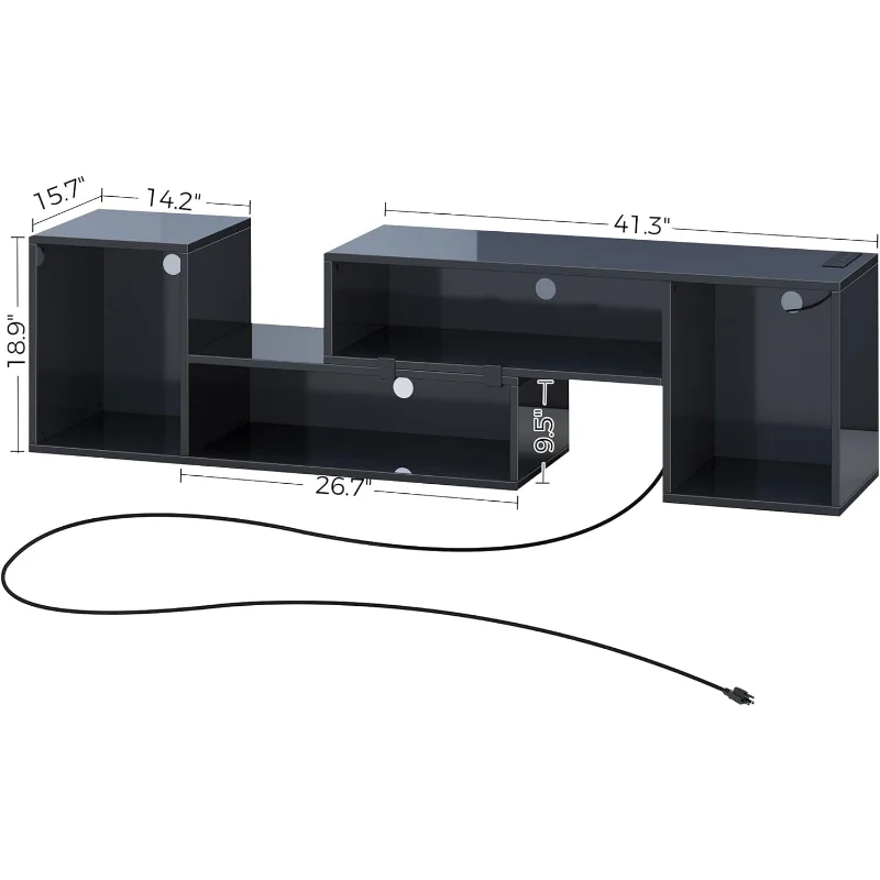 TV Stand With LED Strip & Power Outlets