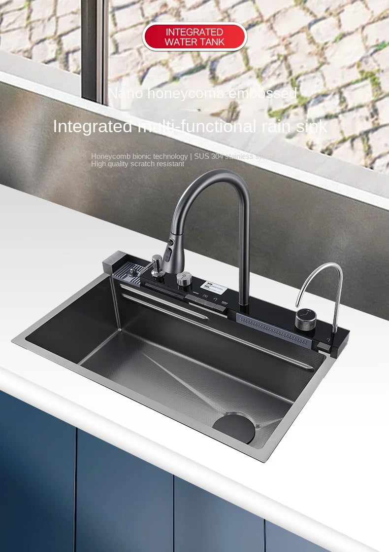 Stainless Steel Waterfall Kitchen Sink