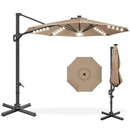 Solar LED Cantilever Patio Umbrella