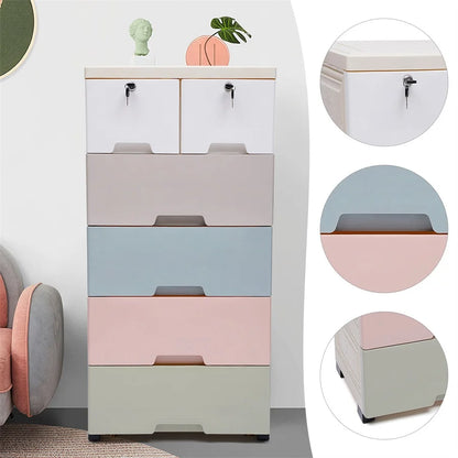 Storage Cabinet with 6 Drawers Closet Drawers Tall Dresser Organizer for Clothes Playroom Bedroom Furniture Saving Space