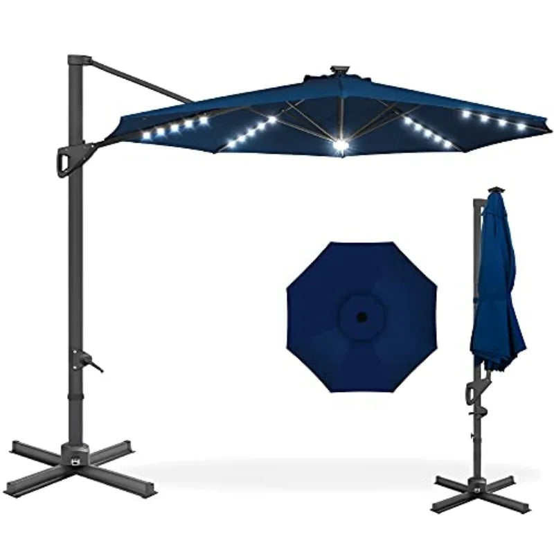 Solar LED Cantilever Patio Umbrella