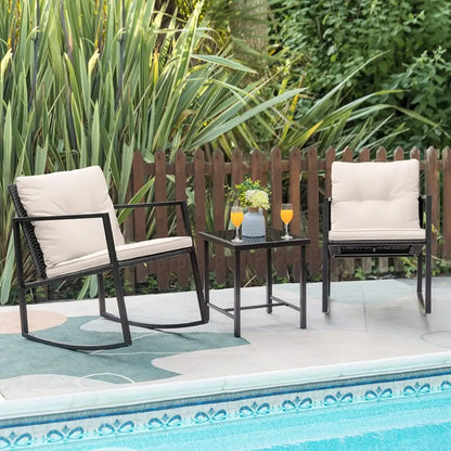 Rocking Wicker Bistro Set