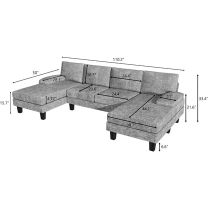 4-Seater Convertible Sectional Sofa Couch