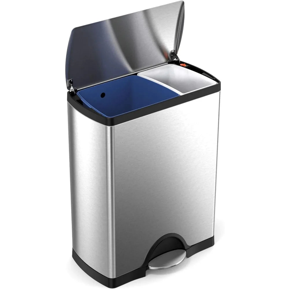 Dual Compartment Recycling Kitchen Step Trash Can