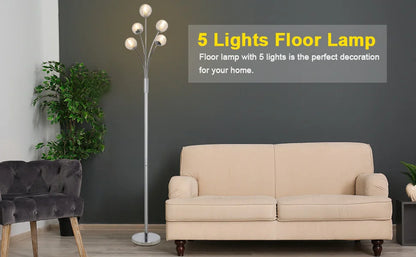 5 Light Modern Globe LED Floor Lamp